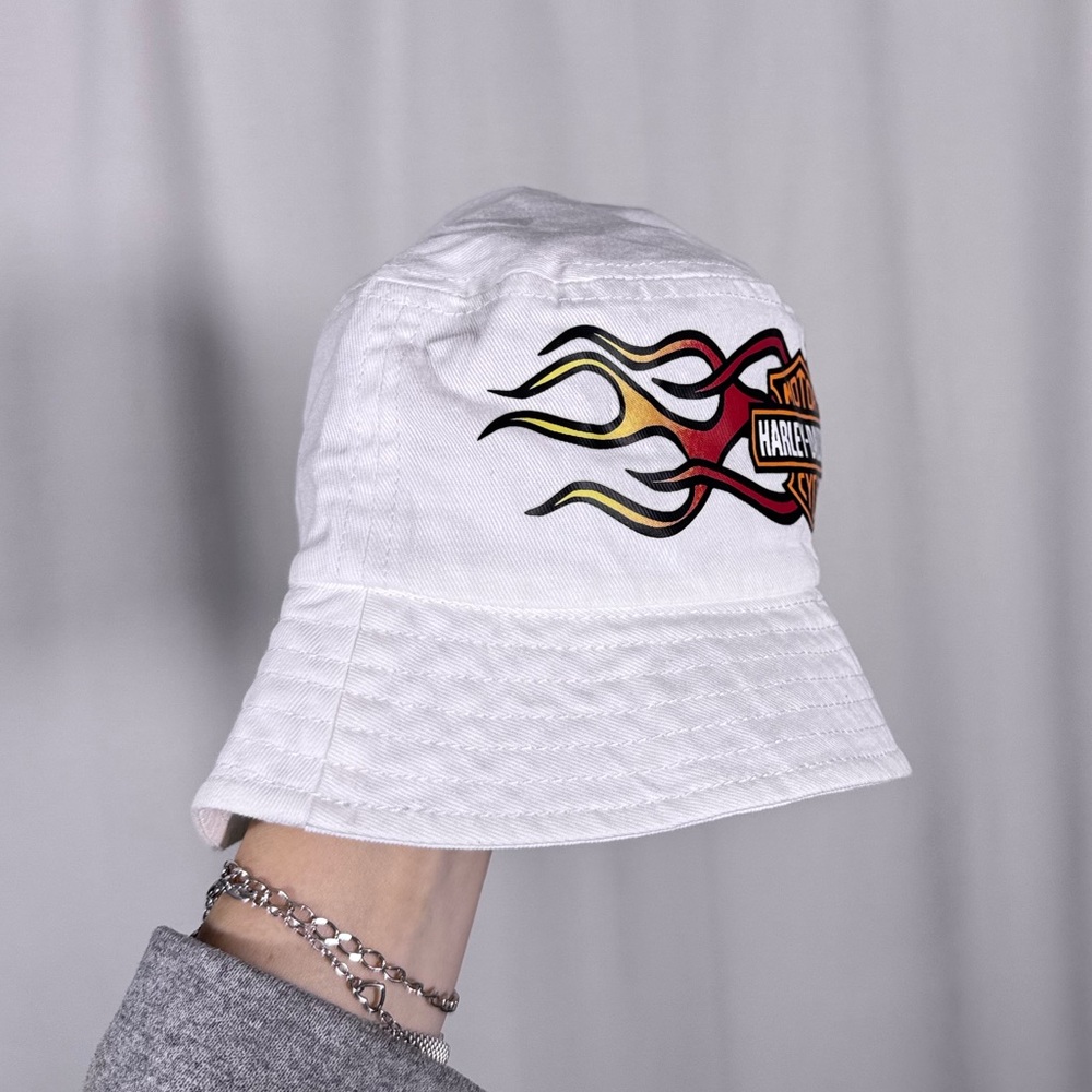 Harley-Davidson White Flame Logo Bucket Hat - Picture 2 of 5